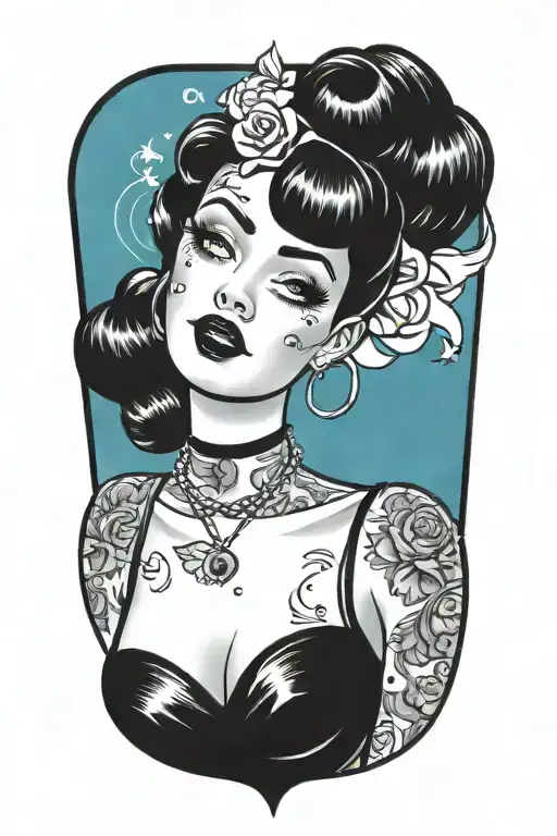 pinup girl goth tattoo design idea