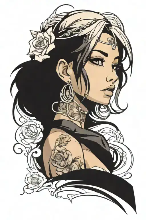 woman face Latina tattoo design idea