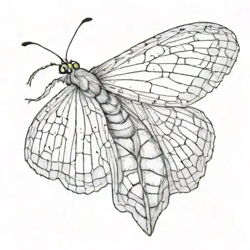 slender moth open wings tattoo design idea