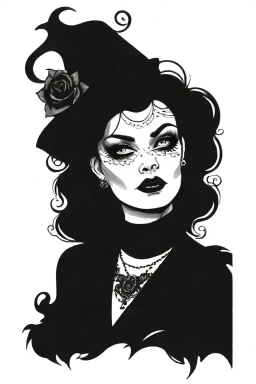 pinup girl sexy no border black hair full body ww2 tattoo design idea