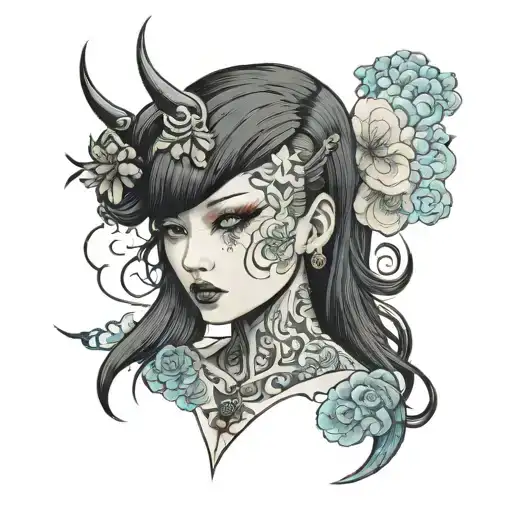 sexy goth face tattoo design idea