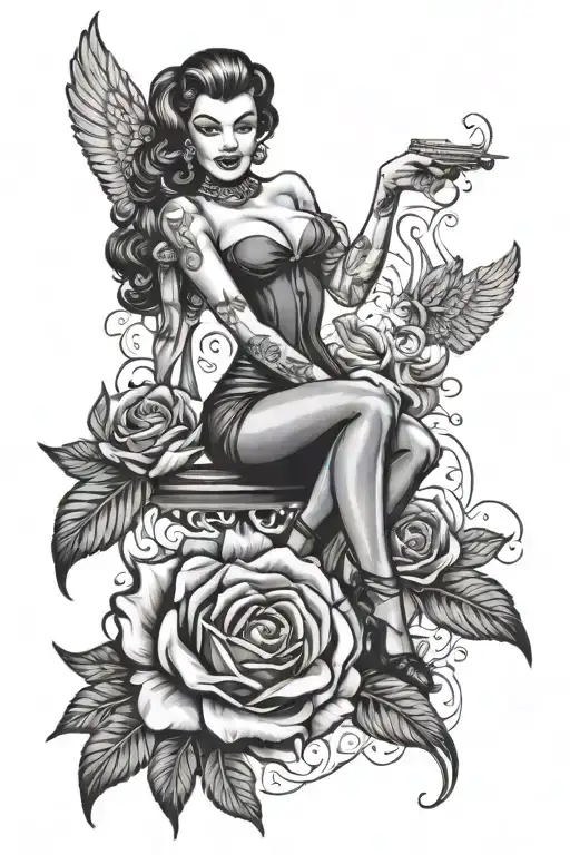 pinup tattoo design idea