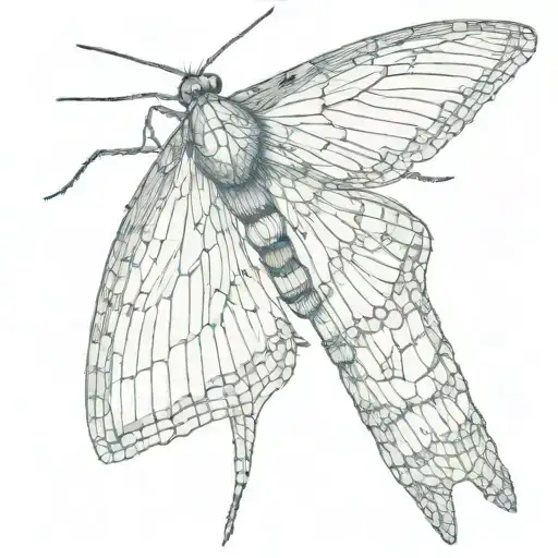 slender moth open wings tattoo design idea