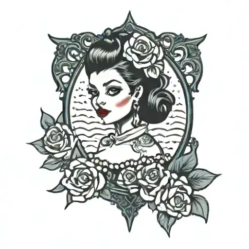 pinup girl goth tattoo design idea