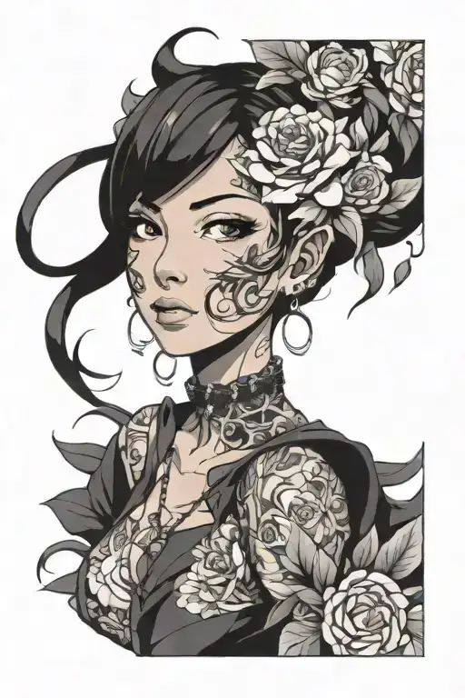 woman face Latina tattoo design idea