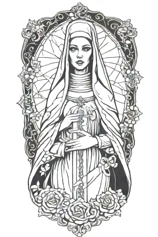 sexy nun tattoo design idea