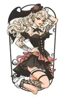 pinup girl goth tattoo design idea