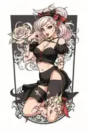 pinup girl goth tattoo design idea