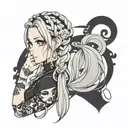 goth girl face braids tattoo design idea
