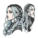 goth girl face braids tattoo design idea
