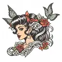 pinup girl goth tattoo design idea