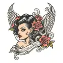 pinup girl goth tattoo design idea