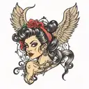 pinup girl goth tattoo design idea