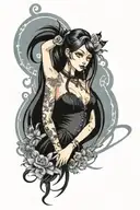 pinup girl goth tattoo design idea