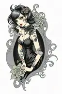 pinup girl goth tattoo design idea