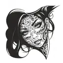 beautiful face girl framed tattoo design idea