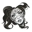 beautiful face girl framed tattoo design idea