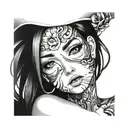 beautiful face girl framed tattoo design idea