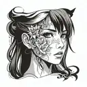 beautiful face girl framed tattoo design idea