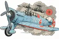 ww2 plane Japanese zero tattoo design idea