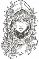 beautiful young woman face hooded tattoo design idea