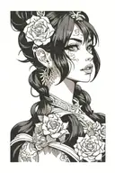  woman face latina tattoo design idea