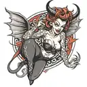 Devil pinup tattoo design idea