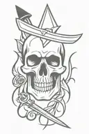 dagger with skull tattoo design idea