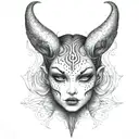 devil evil possessed girl tattoo design idea