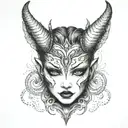 devil evil possessed girl tattoo design idea