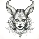devil evil possessed girl tattoo design idea