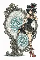 sexy pinup girl goth standing tattoo design idea