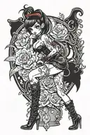 sexy pinup girl goth standing tattoo design idea