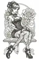 sexy pinup girl goth tattoo design idea