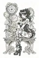 sexy pinup girl goth tattoo design idea