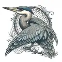 blue heron tattoo design idea
