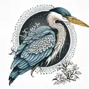 blue heron tattoo design idea