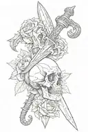 dagger with skull tattoo design idea