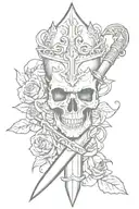 dagger with skull tattoo design idea