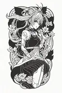 woman anime tattoo design idea