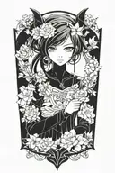 woman anime tattoo design idea