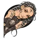 goth girl face braids tattoo design idea