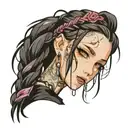 goth girl face braids tattoo design idea