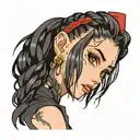 goth girl face braids tattoo design idea