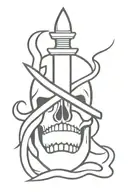 dagger with skull tattoo design idea