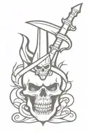 dagger with skull tattoo design idea
