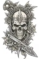 dagger with skull tattoo design idea