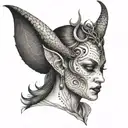 devil woman tattoo design idea