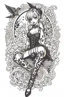 sexy pinup girl goth tattoo design idea