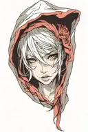 hooded woman face tattoo design idea